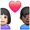 Casal Apaixonado - Homem: Tom de Pele Claro, Mulher: Tom de Pele Escuro