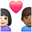 Casal Apaixonado - Homem: Tom de Pele Claro, Mulher: Tom de Pele Médio-Escuro