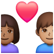 Casal Apaixonado - Homem: Tom de Pele Médio-Escuro, Mulher: Tom de Pele Médio