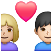 Casal Apaixonado - Homem: Tom de Pele Médio-Claro, Mulher: Tom de Pele Claro