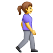 Mulher caminhando de frente para a direita