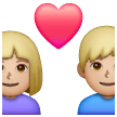 Casal com coração - Homem: Tom de pele médio-claro, Mulher: Tom de pele médio-claro para Samsung One UI 8.5
