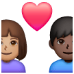 Couple avec coeur - Homme : peau moyenne, femme : peau foncée pour Samsung One UI 8.5