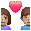 Casal com coração - Homem: Tom de pele médio, Mulher: Tom de pele médio para Samsung One UI 8.5