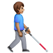 Homem com bengala branca voltado para a direita: tom de pele médio para Samsung One UI 8.5