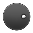 Círculo preto com ponto branco à direita