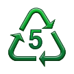 Símbolo de reciclagem para plásticos tipo 5