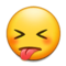 وجه بعينين مغلقتين ولسان متدلٍ