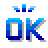 Großbuchstaben OK In Blauem Quadrat