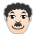 Man: Light Skin Tone, Curly Hair