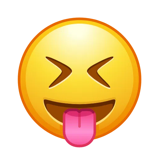 Mžourající obličej s jazykem