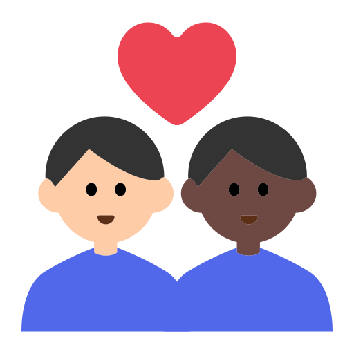 Couple with Heart: Man, Man, Light Skin Tone, Dark Skin Tone
