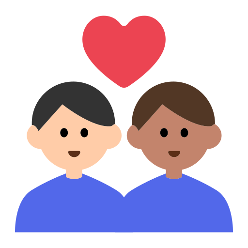 Couple with Heart: Man, Man, Light Skin Tone, Medium Skin Tone