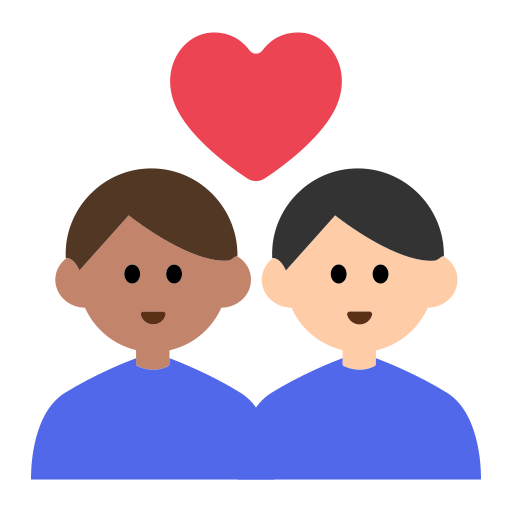 Couple with Heart: Man, Man, Medium Skin Tone, Light Skin Tone