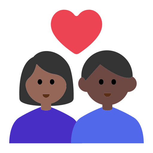 Couple with Heart: Woman, Man, Medium-Dark Skin Tone, Dark Skin Tone