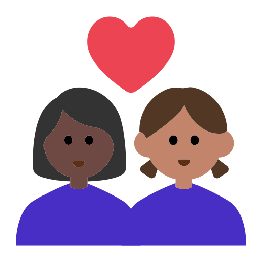 Couple with Heart: Woman, Woman, Dark Skin Tone, Medium Skin Tone