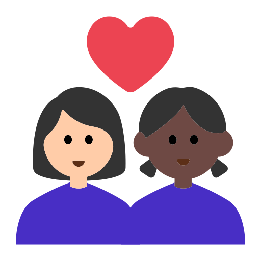 Couple with Heart: Woman, Woman, Light Skin Tone, Dark Skin Tone