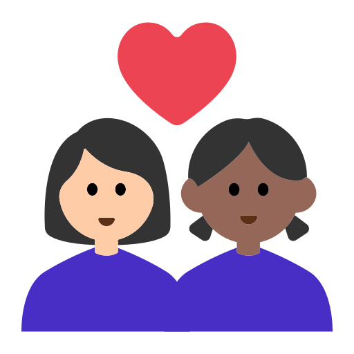Couple with Heart: Woman, Woman, Light Skin Tone, Medium-Dark Skin Tone