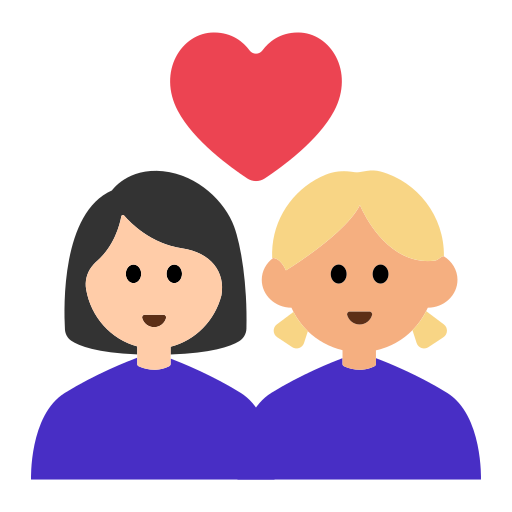 Couple with Heart: Woman, Woman, Light Skin Tone, Medium-Light Skin Tone