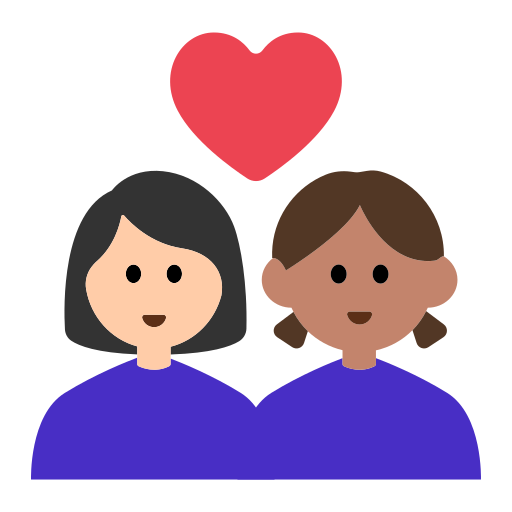Couple with Heart: Woman, Woman, Light Skin Tone, Medium Skin Tone