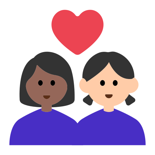 Couple with Heart: Woman, Woman, Medium-Dark Skin Tone, Light Skin Tone