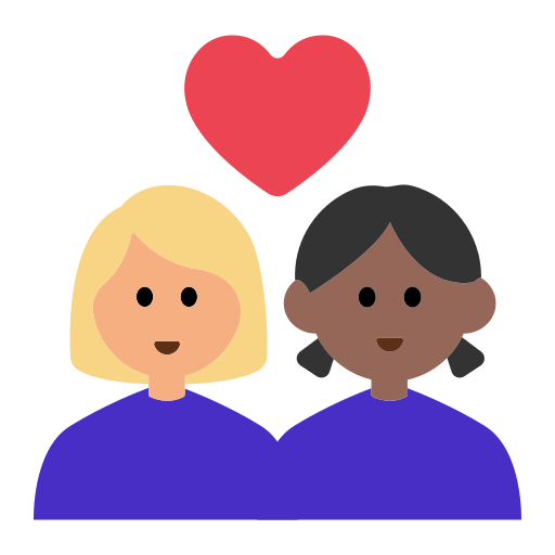 Couple with Heart: Woman, Woman, Medium-Light Skin Tone, Medium-Dark Skin Tone