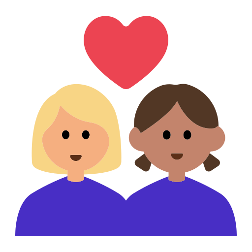 Couple with Heart: Woman, Woman, Medium-Light Skin Tone, Medium Skin Tone