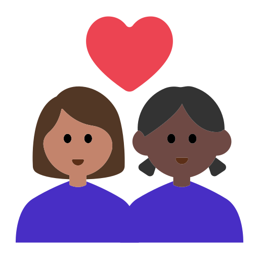 Couple with Heart: Woman, Woman, Medium Skin Tone, Dark Skin Tone