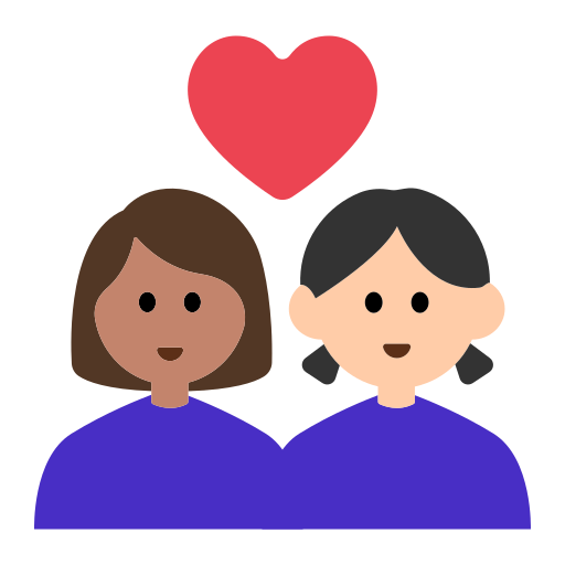 Couple with Heart: Woman, Woman, Medium Skin Tone, Light Skin Tone