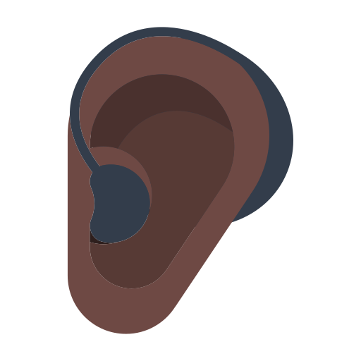 Ear with Hearing Aid: Dark Skin Tone