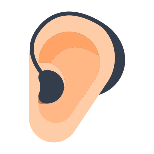 Ear with Hearing Aid: Light Skin Tone