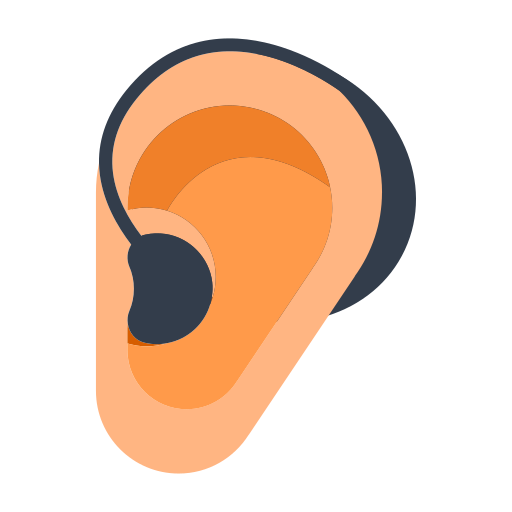 Ear with Hearing Aid: Medium-Light Skin Tone