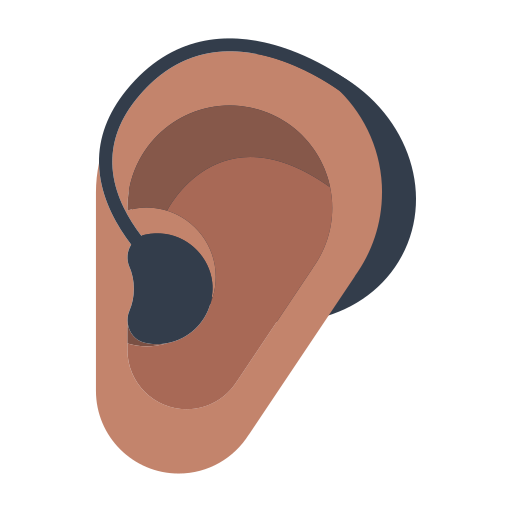 Ear with Hearing Aid: Medium Skin Tone