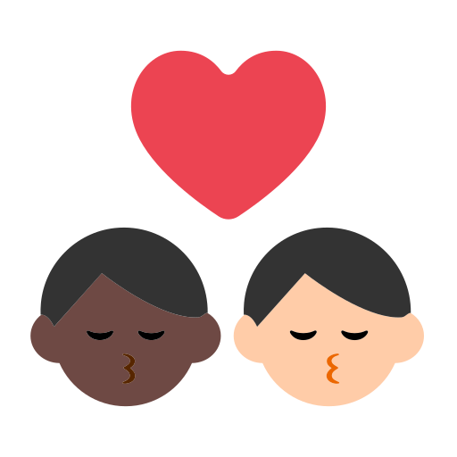 Kiss: Man, Man, Dark Skin Tone, Light Skin Tone