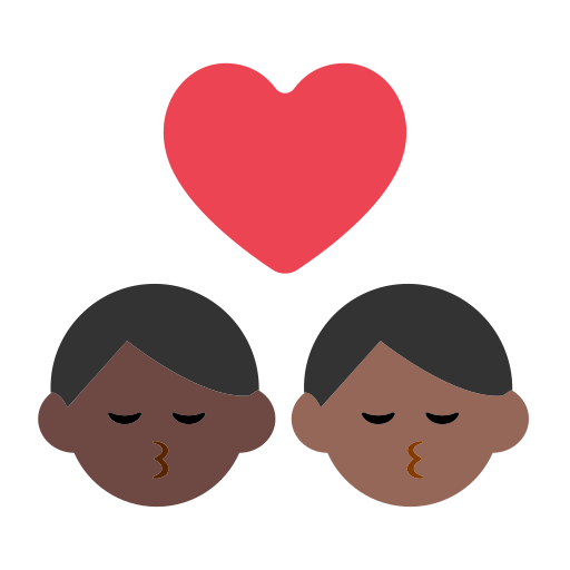 Kiss: Man, Man, Dark Skin Tone, Medium-Dark Skin Tone