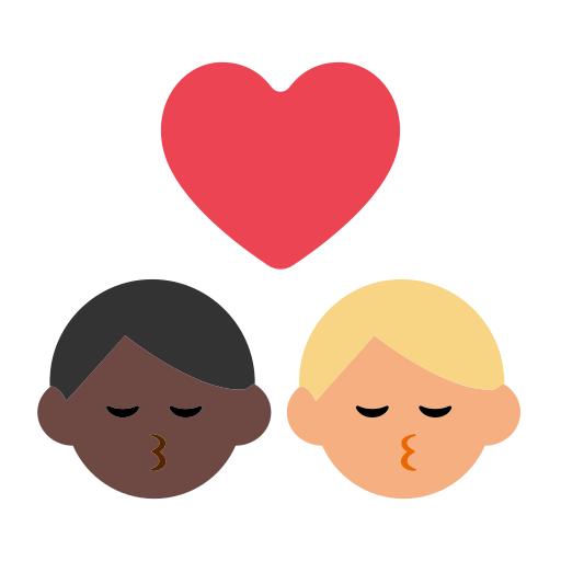 Kiss: Man, Man, Dark Skin Tone, Medium-Light Skin Tone