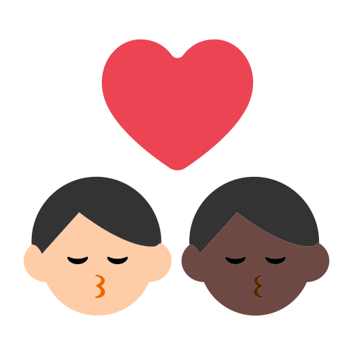 Kiss: Man, Man, Light Skin Tone, Dark Skin Tone