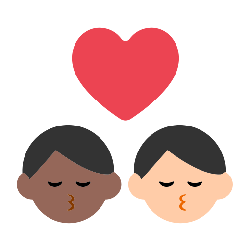 Kiss: Man, Man, Medium-Dark Skin Tone, Light Skin Tone