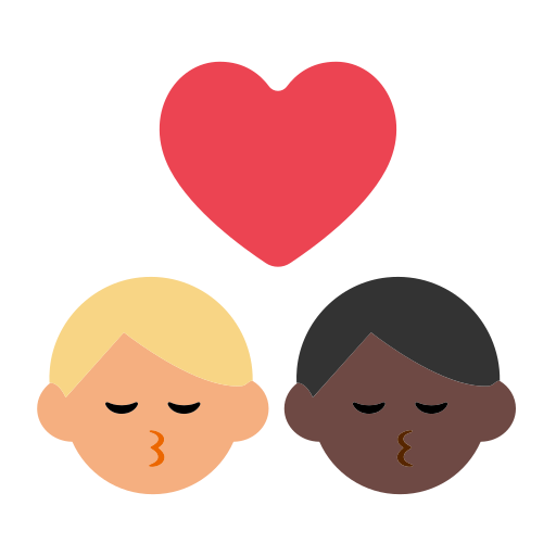 Kiss: Man, Man, Medium-Light Skin Tone, Dark Skin Tone