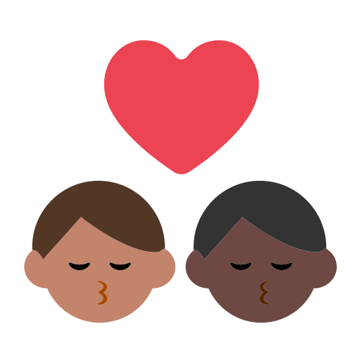 Kiss: Man, Man, Medium Skin Tone, Dark Skin Tone