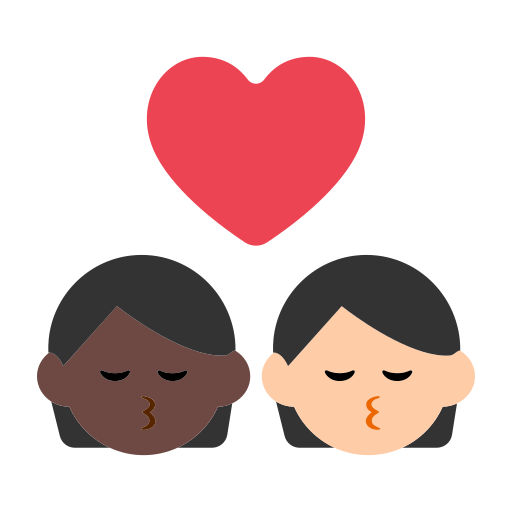 Kiss: Person, Person, Dark Skin Tone, Light Skin Tone