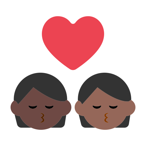 Kiss: Person, Person, Dark Skin Tone, Medium-Dark Skin Tone