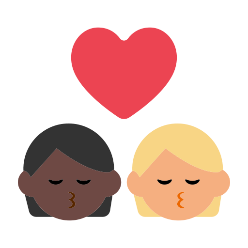 Kiss: Person, Person, Dark Skin Tone, Medium-Light Skin Tone