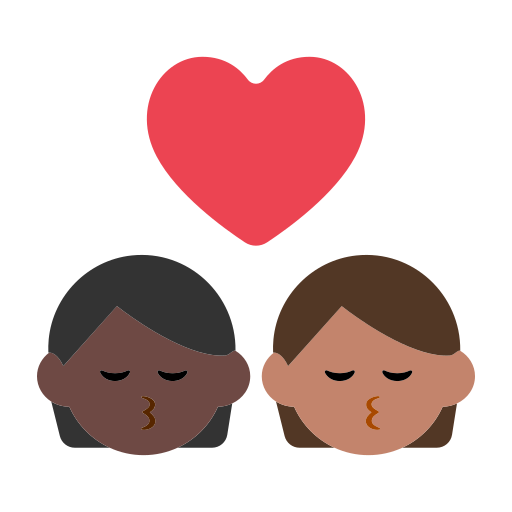 Kiss: Person, Person, Dark Skin Tone, Medium Skin Tone