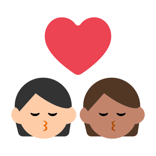 Kiss: Person, Person, Light Skin Tone, Medium Skin Tone