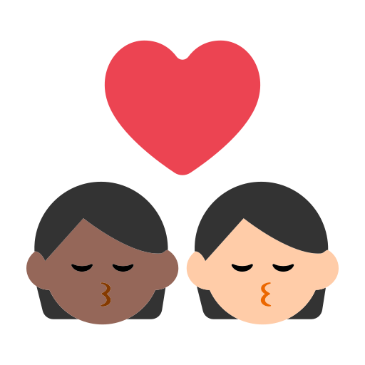 Kiss: Person, Person, Medium-Dark Skin Tone, Light Skin Tone