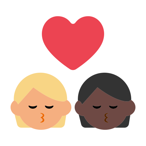 Kiss: Person, Person, Medium-Light Skin Tone, Dark Skin Tone