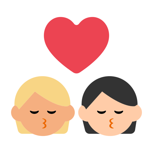 Kiss: Person, Person, Medium-Light Skin Tone, Light Skin Tone