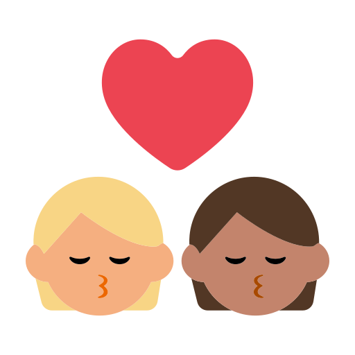 Kiss: Person, Person, Medium-Light Skin Tone, Medium Skin Tone