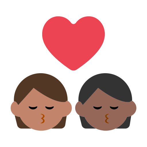 Kiss: Person, Person, Medium Skin Tone, Medium-Dark Skin Tone